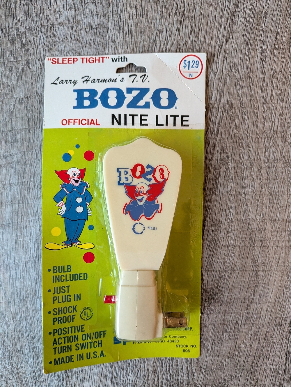 Vintage Bozo The Clown Night Light 60's NOS Unopened